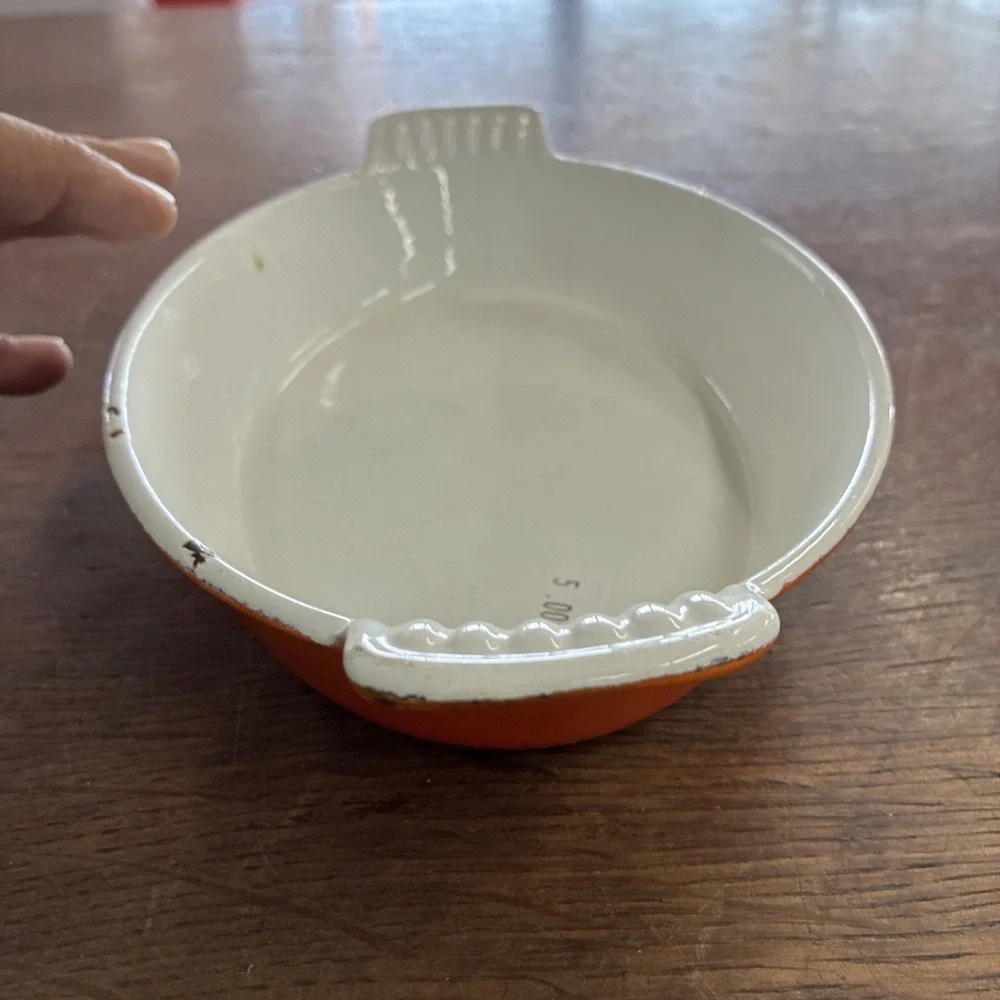 Small Orange Cast Iron Casserole Dish Made In France No 20 9.5X6X2  With Ears
